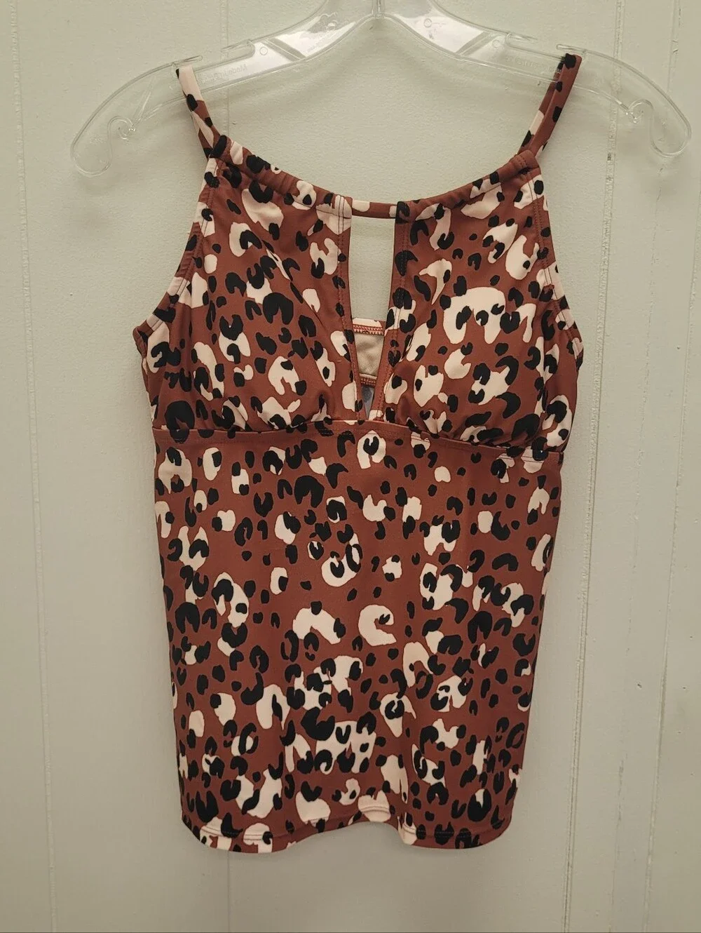 Kona Sol Leopard Print High Neck Keyhole Tankini